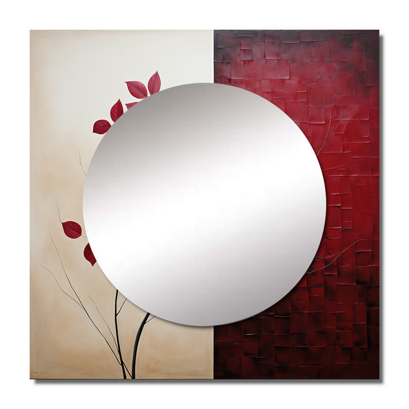 Grand miroir mural carré Leedey - Bordeaux, 29 po x 29 po