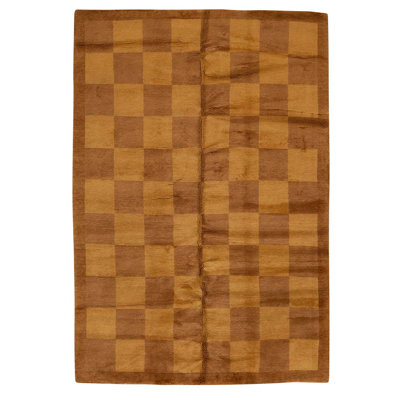Hand Knotted Wool Checkered Indoor Rug