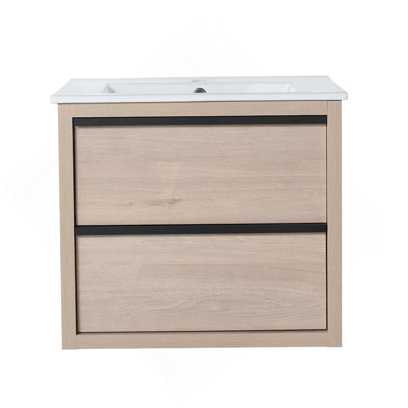 Meuble-lavabo 24 po avec 2 tiroirs à fermeture douce, lavabo en céramique blanche, Blanc