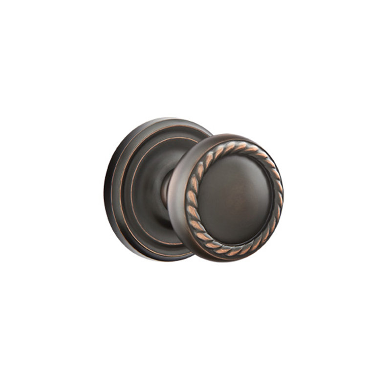 Emtek Passage Knobset w/ Regular Rosette and Rope Knob, Oil Rubbed Bronze