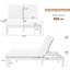 Chaise longue double à dossier réglable à 5 positions pour l'extérieur, chaise longue d'extérieur avec coussin et plateaux latéraux rabattables pour 2 personnes, chaise longue double pour patio