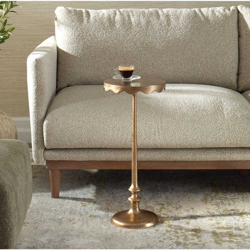  Plateau de table rond en laiton antique