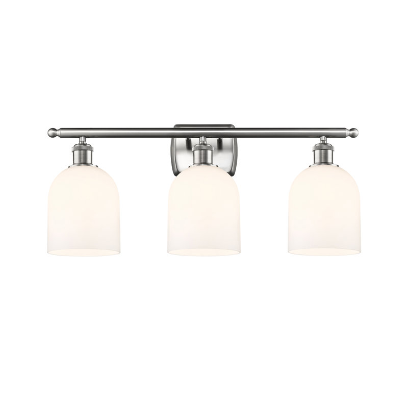 Anacaren 3 - Light Dimmable Vanity Light, Brushed Satin Nickel, Glossy White