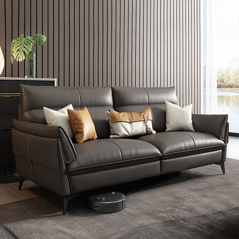 Causeuse-coussin standard en cuir véritable noir, H 37,4 po x l 74,02 po x P 39,37 po