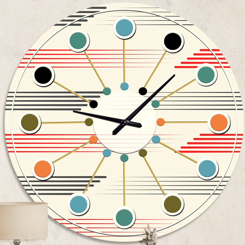 Horloge murale horizontale Mid-Century, Moyenne