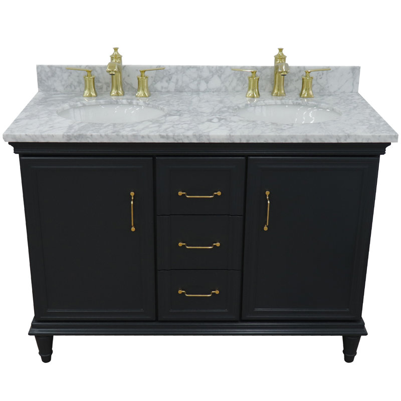 Ensemble de meuble-lavabo de salle de bain double 49 po Alianna, Gris foncé
