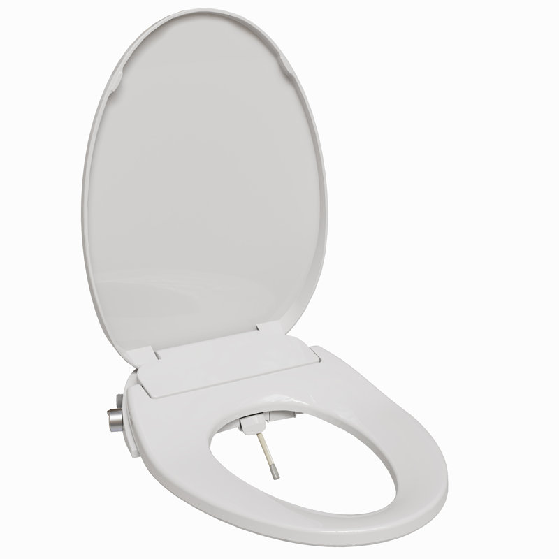 Siège de bidet allongé Unplugged avec double buse en acier inoxydable et pression d'eau réglable