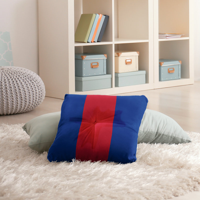  Coussin de sol touffeté, 26 po x 26 po, Bleu / Rouge
