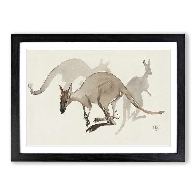 Kangaroos by Theo Van Hoytema - Picture Frame Painting, 36cm H x 48cm W x 2cm D, Black Framed
