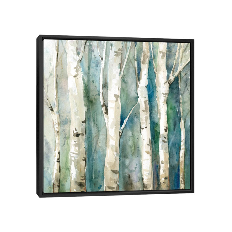 River Birch II, impression sur toile tendue, H 26 po x l 26 po x P 1,5 po, Toile avec cadre noir, Pas de tapis