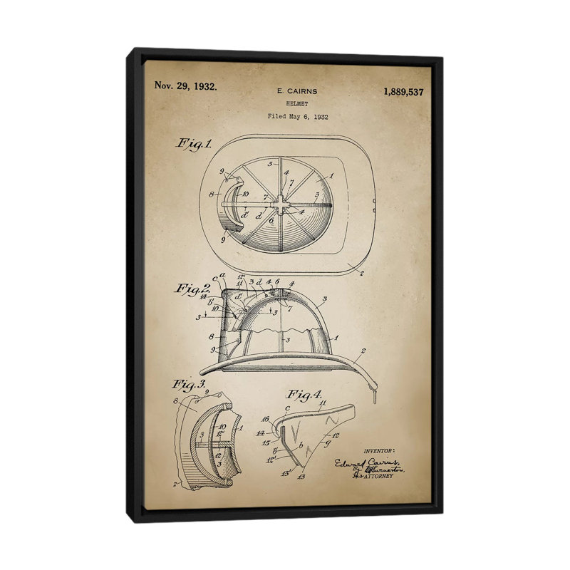Firefight VI - Patents, impression sur toile tendue, H 26 po x l 18 po x P 1,5 po, Toile encadrée noire, Pas de tapis