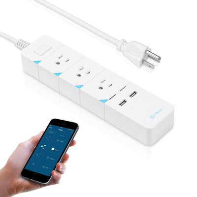 5.6ft Wi-Fi Accessible 3 AC Outlets 2 USB Ports Smart Power Strip