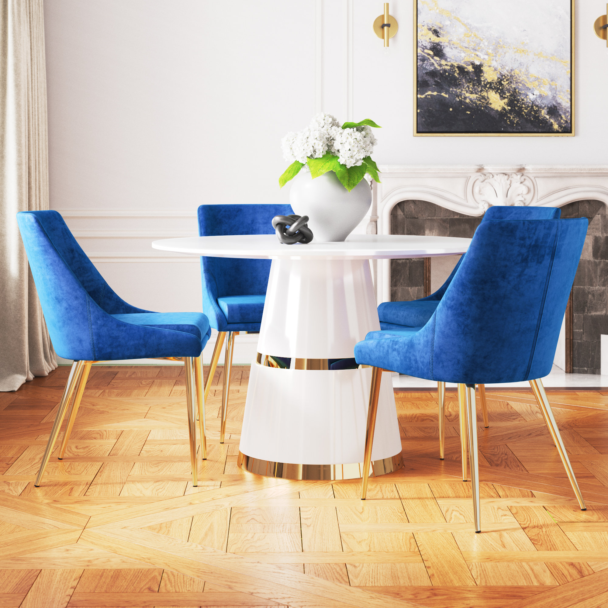 Blue and best sale gold dining set