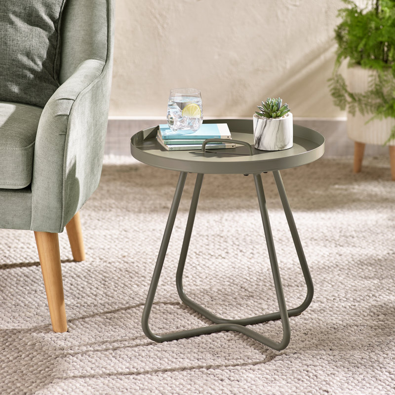 Seretta Metal Garden Side Table for Luxury Modern Patio or Bistro Set, Green