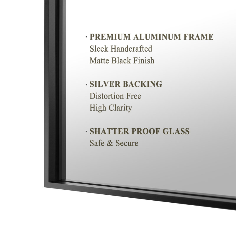 Modern & Contemporary Rectangle Bathroom Vanity Mirror Metal Framed Wall Mirror, 36" x 24", Black