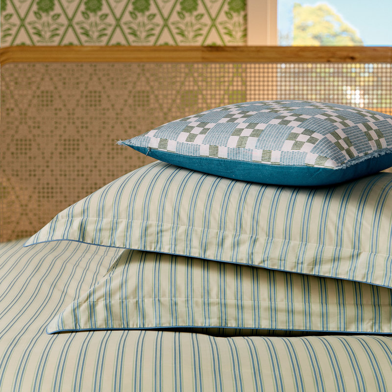 Ticking Stripe Cotton Duvet Cover Set, Single Duvet Cover + 1 Pillowcase