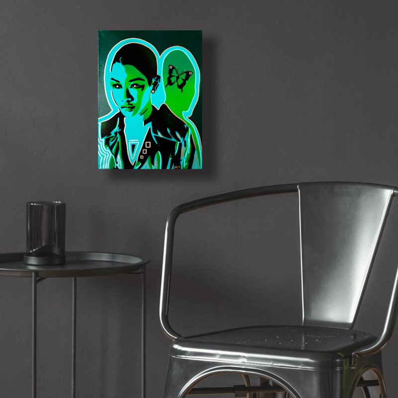 «Android V Butterfly» par Abstract Graffiti, verre acrylique, art mural, H 16 po x l 12 po x P 0,13 po