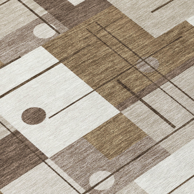 Machine Washable Indoor/Outdoor Chantille ACN2716 Geometric Rug, Beige, 10 pi x 14 pi
