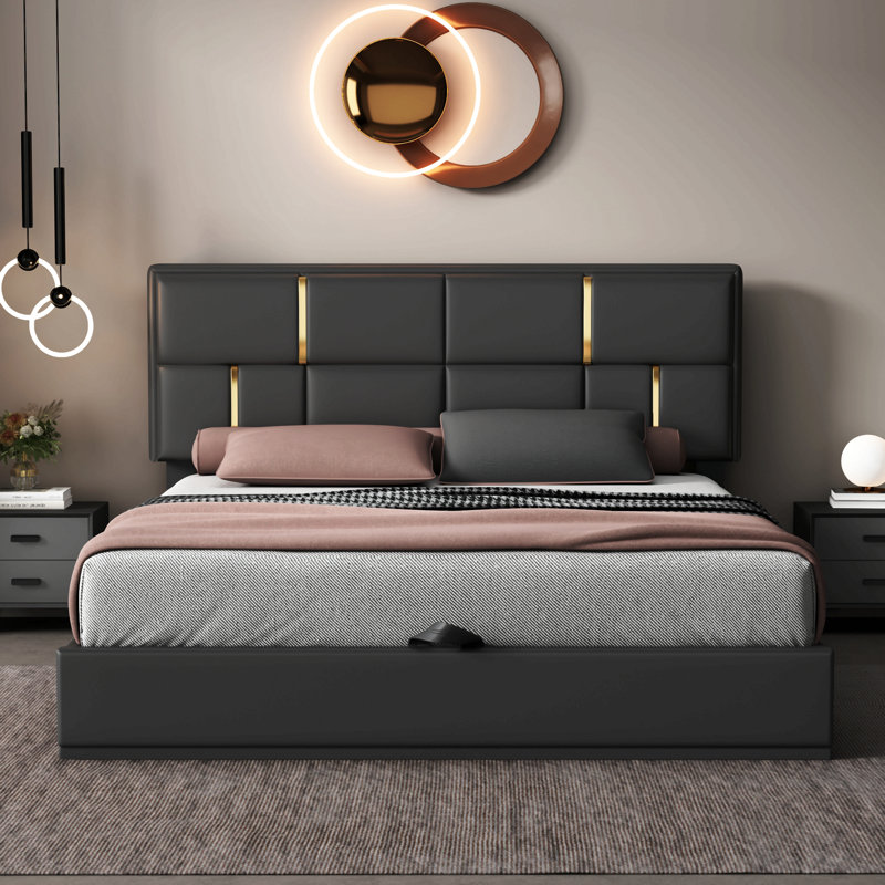 Kleomenis Upholstered Platform Storage Bed, Beige I, Bed