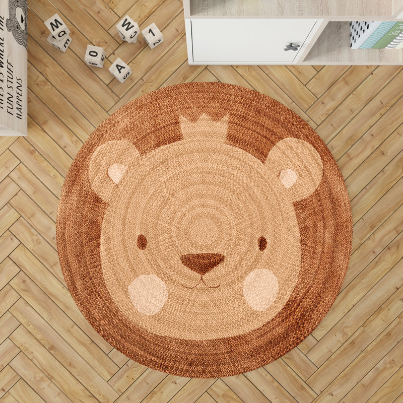 Round Rakel Vinyl Machine Printed Area Rug, Round 3'3.4"