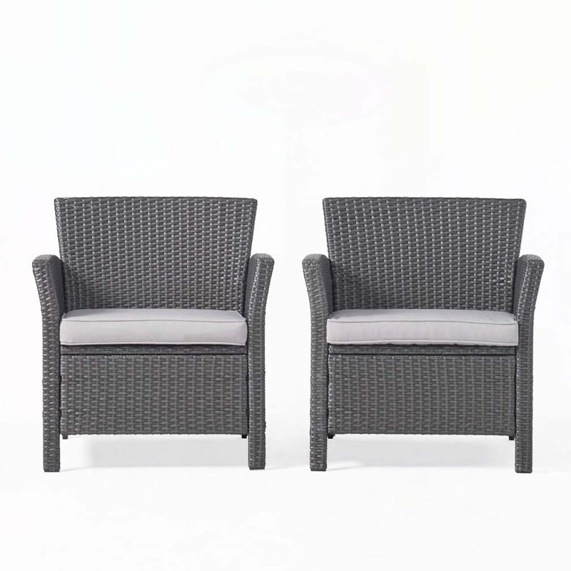 Fauteuil club d'extérieur en rotin PE, Gris