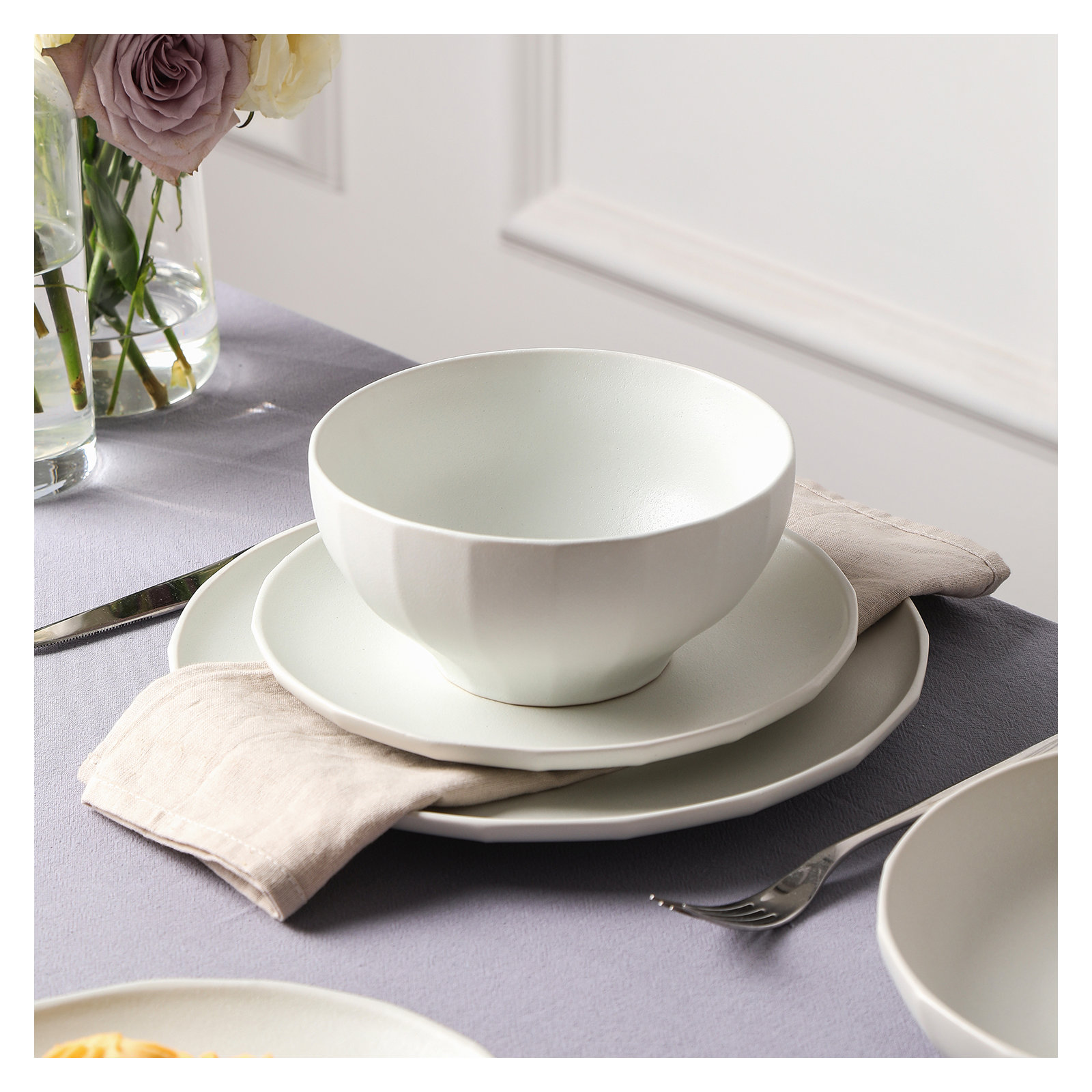 Stone Lain Rio 12-Piece Dinnerware Set Stoneware, Beige