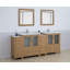Ensemble de meuble-lavabo autoportant à double cuve 84 po avec plateau en céramique et miroirs assortis Brescia-106870354