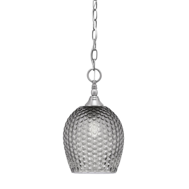 Chain Hung Mini Pendant With Glass, Brushed Nickel