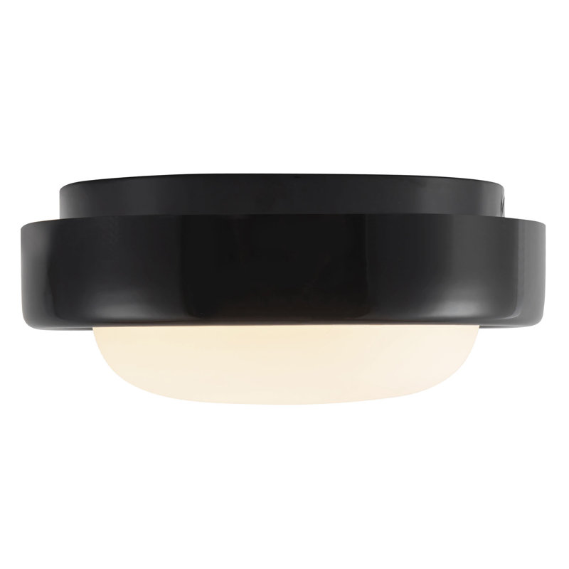 Pebble 8-in Silver dimmable LED Flush Mount, Matte Black