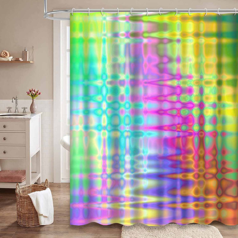 Abstract Multicolored Rainbow Wave Shape with 12 Hooks, 72" L x 84" W