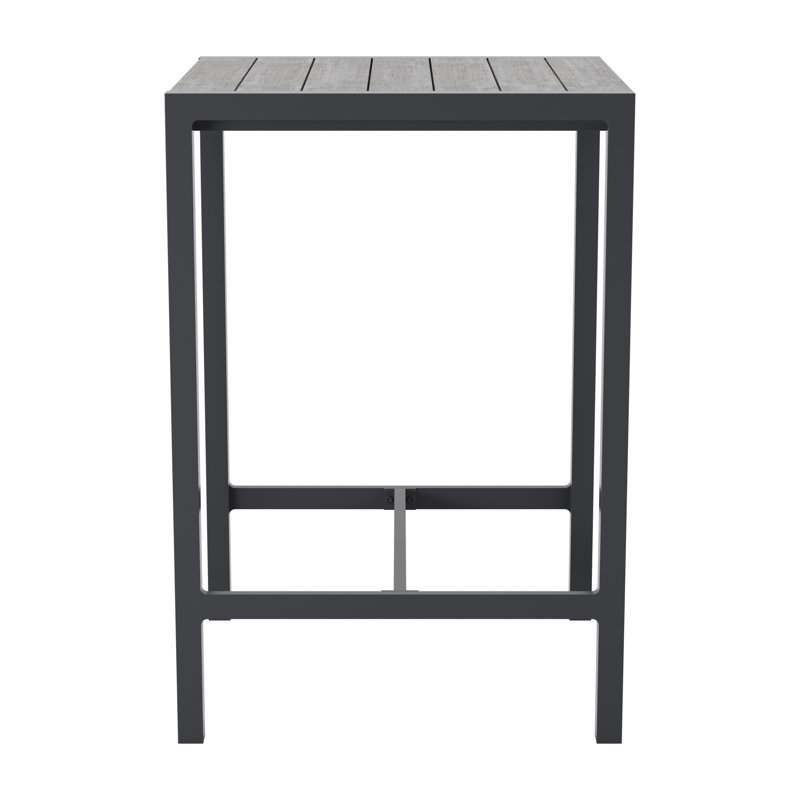 Ellenton Square Metal Outdoor Bar Table , 27.5'' in. W 27.5'' in. D, Black, Gray