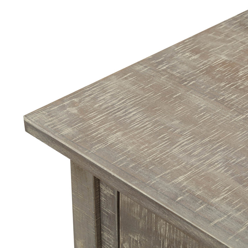 Console d'entrée rustique à texture brossée avec tiroirs et tablette inférieure pour le salon, Gris
