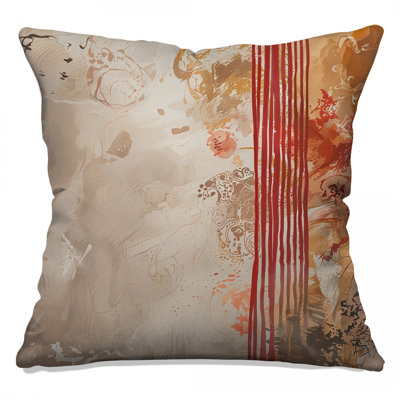 Abstract Beige Red Art Double Sided Throw Pillows