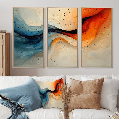 Silent Burst Spiral of Ink IV - Art abstrait spirales murales - 3 panneaux