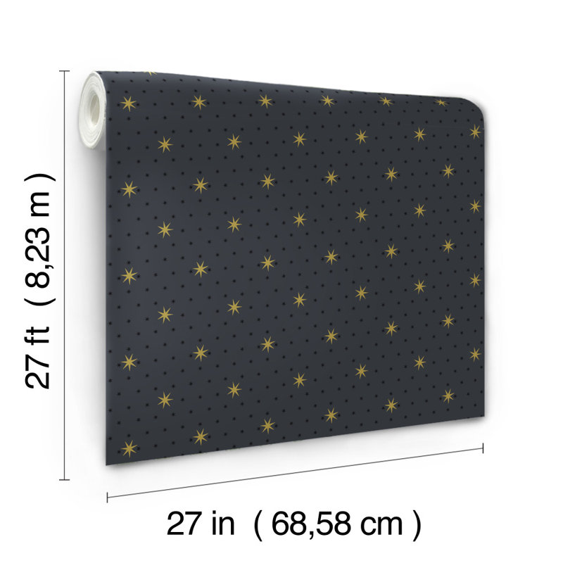 Rouleau de papier peint l 27 pi x l 27 po stella star, Noir
