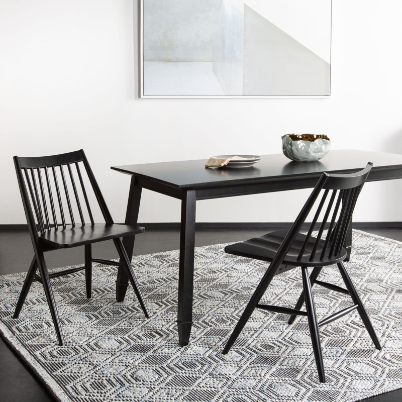 Kloss Solid Wood Slat Back Side Chair, Black