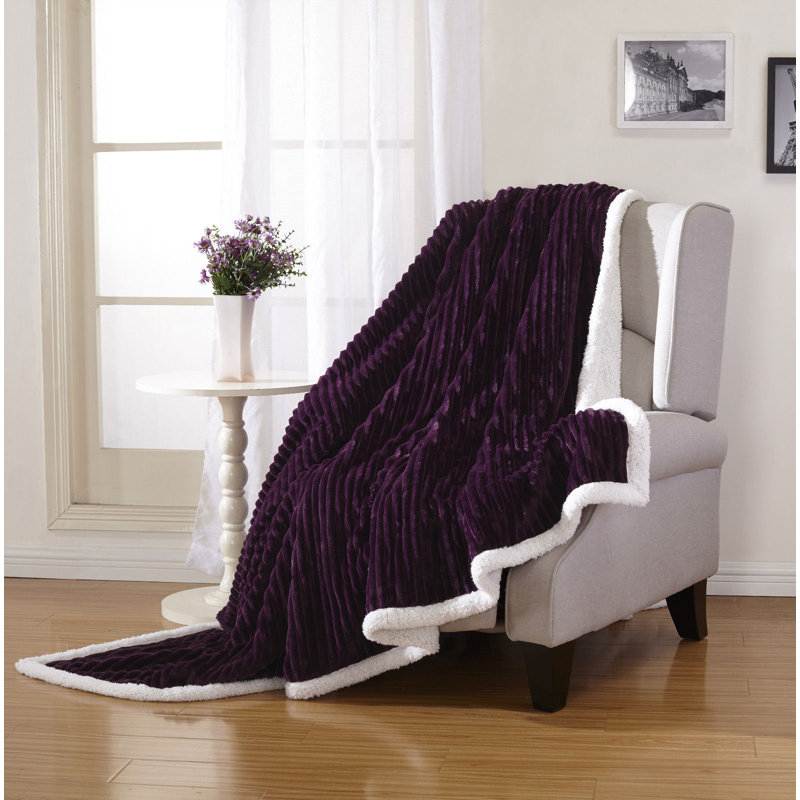 Jeté douillet en sherpa côtelé Plush Home, Mauve