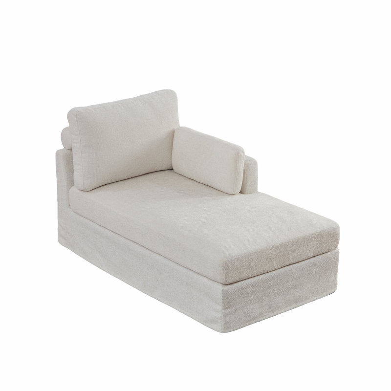 Chaise longue rembourrée L 60 po, Orienté à droite, Ivoire ivoire