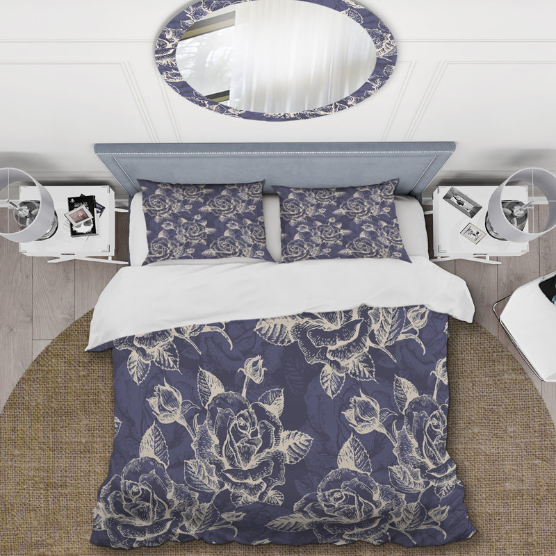 Mauve Floral - Ensemble de housse de couette floral - Polyester en microfibre
