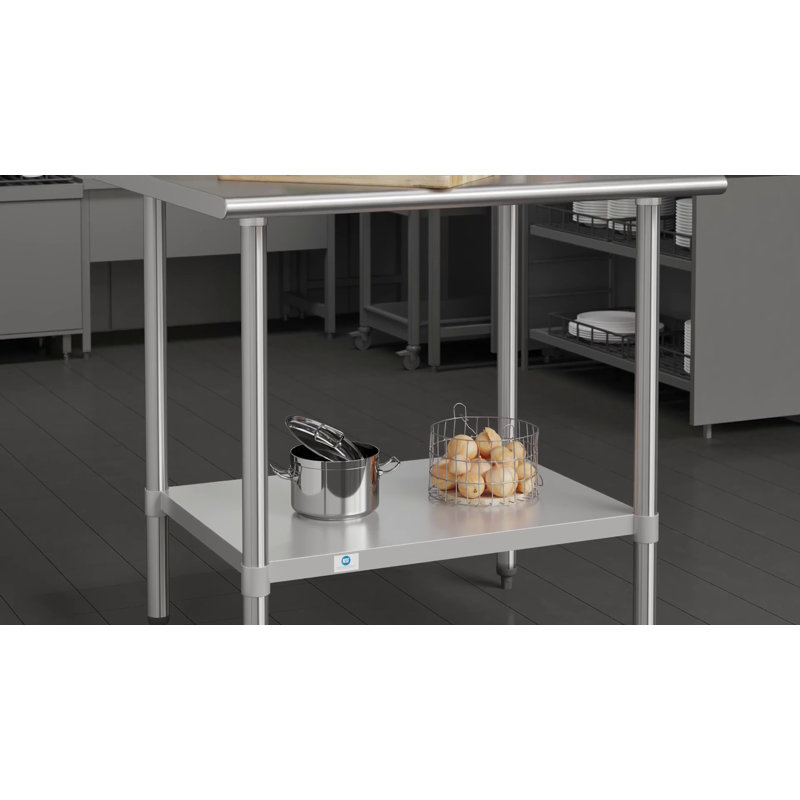 Commercial Stainless Steel Kitchen Prep Table with Adjustable Shelf and Backsplash