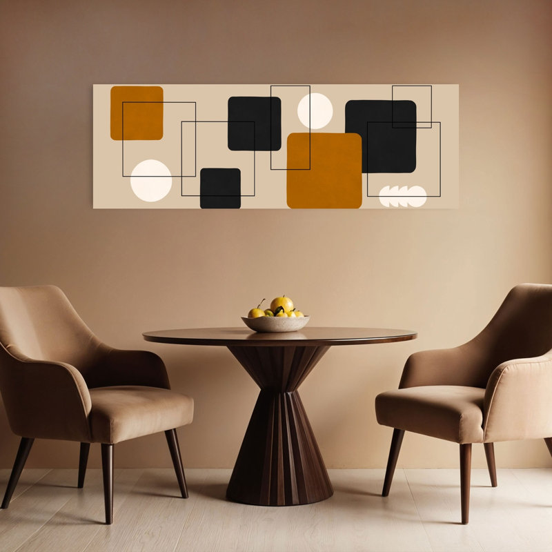 Art mural géométrique moderne abstrait abstrait géométrique contemporain, H 16 po x l 48 po