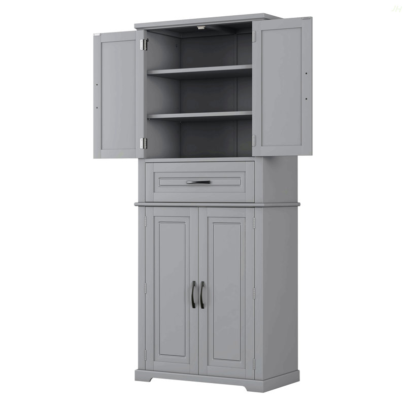 Bathroom Storage Cabinet With Multi-Functional Storage Space, Drawer With Slide Rails, Adjustable Shelf, Gray