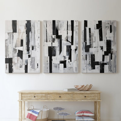 Abstract Series X -Set Of 3 Gallery Wrapped Canvas -Ready to Hang
