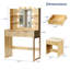 Ensemble de table de coiffeuse lumineuse - 10 pièces 3 ampoules à intensité variable, 2 tiroirs-1780415228