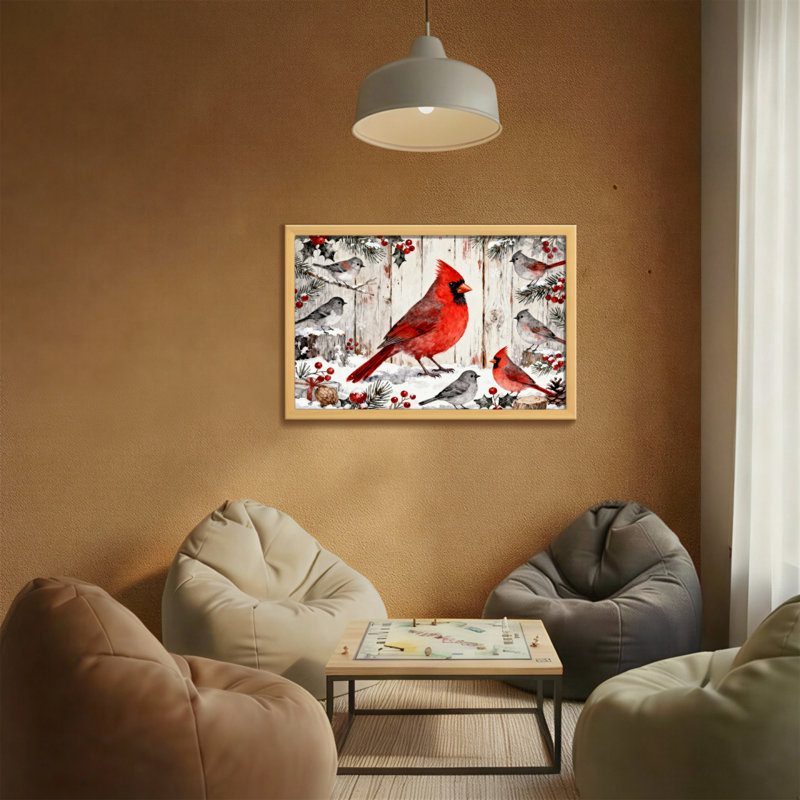 Noël, hiver, oiseaux, cardinal, neige, baies, pin