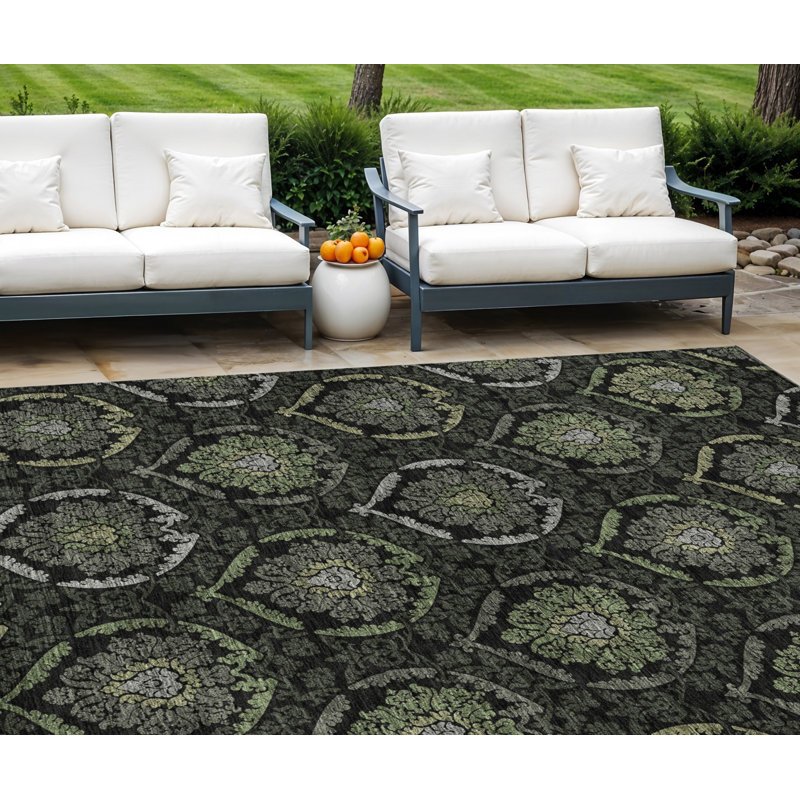 Tapis intérieur lavable 9 pi x 12 pi vert gris et gris anthracite