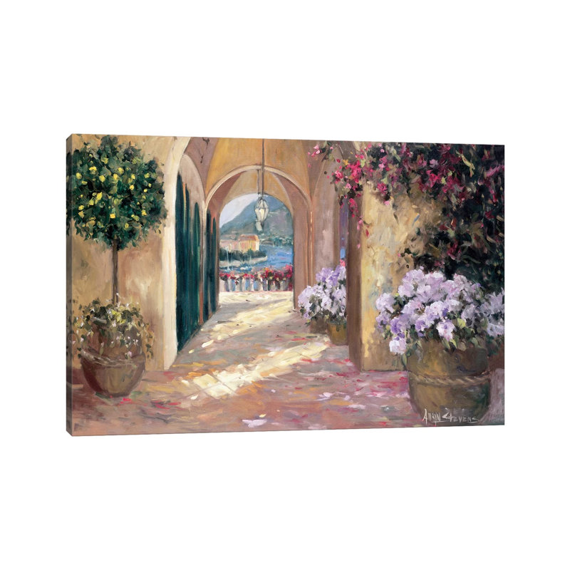 Seaside Portico by Allayn Stevens - Wrapped Canvas Painting, 20.32 cm H x 30.48 cm W