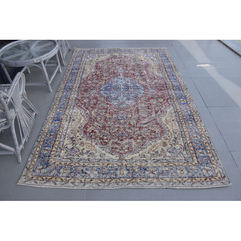 Grand tapis marocain pour le salon ou la salle à manger bohémien - style turc anatolien rétro