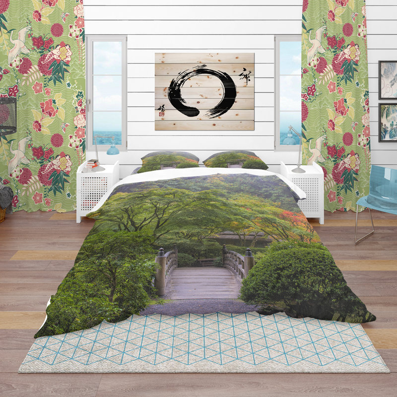 Ensemble de housse de couette à l’aube à brouillard, Housse simple + 1 taie décorative