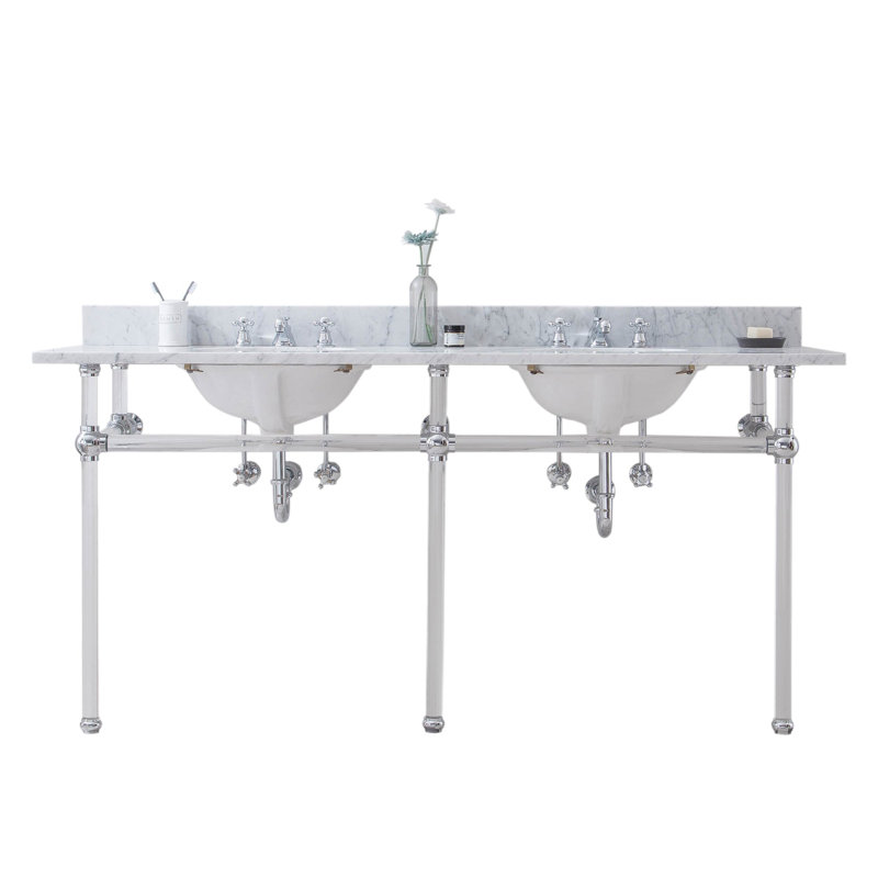 Empire 62.24'' W Double Bathroom Vanity Base, Chrome